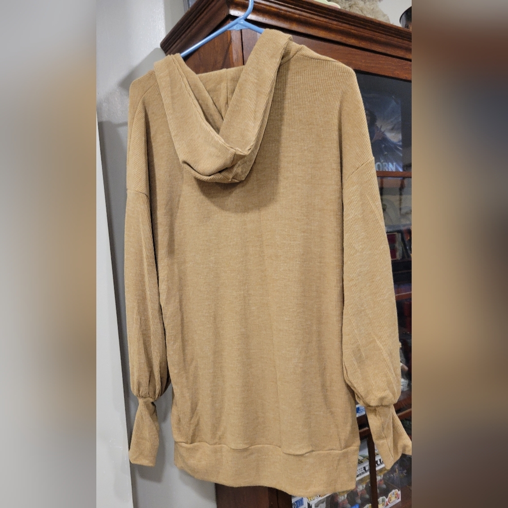 Tan Ribbed Cardigan - Picture 2 of 3